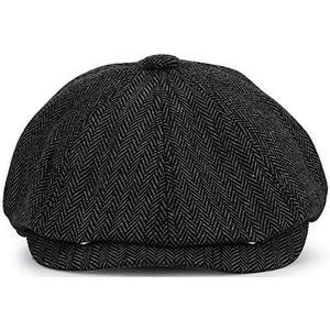 KeepSa Newsboy Pet Baker Boy Hat Flat Caps - 8 Panel Peaky Visgraat Tweed Gatsby Hoed Ivy Ierse pet voor mannen en vrouwen, Zwart, 7 1/2-7 5/8
