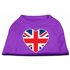 Mirage Britse vlag hart zeefdruk hond Shirt, X-Small, paars