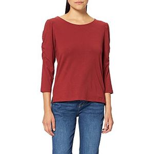 TOM TAILOR Dames Shirt met 3/4 mouwen en plooien 1027154, 27470 - Dark Maroon Red, S