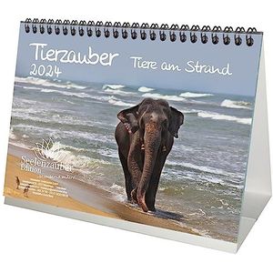 Tierzauber Strand DIN A5 tafelkalender voor 2024 verschillende dieren op het strand Seelenzauber