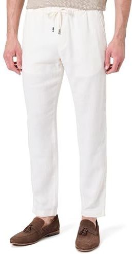 Tommy Hilfiger Heren HARLEM SORONA LINNEN MW0MW38801 Chino, Wit, 36W/28L, Wit (Ivoorzijde), 36W / 28L