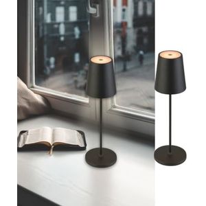 SLV VIOLINA TWO - dimbare batterij-tafellamp voor binnen en buiten, IP65 weerbestendig, inclusief snellaadbasis, batterijduur 12 uur, bedlamp, tafellamp, acculamp, zwart