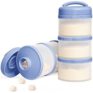 Termichy Melkpoeder portioneerder baby stapelbaar melkpoeder opbergdoos 2 stuks (blauw)