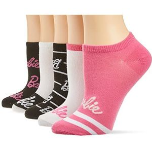 Barbie Womens 5 Pack No Show Casual Sock, White Assorted, 9-11 US