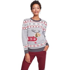 Urban Classics - Sausage Dog Christmas - Dames Christmas Jumper - Groen/Wit/Rood