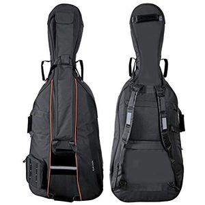 GEWA Cello Gig-Bag Premium 4/4, cellotas (10 mm tricot binnenvulling, scheurvast en waterafstotend, versteviging bij rug, brug en krul, comfortabele rugzakriemen, maat: 4/4), Zwart