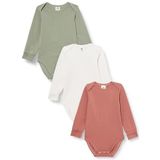 Müsli by GREEN COTTON Rompertje/body  groen / oudroze / offwhite