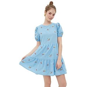 Trendyol Geborduurde jurk voor dames, blauw, maat 38