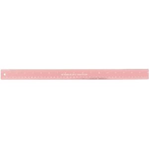 Craftelier - Metalen liniaal 45 cm (18"") | roze met witte cijfers | kurkbodem en roestvrij staal - afmetingen in centimeters en inch