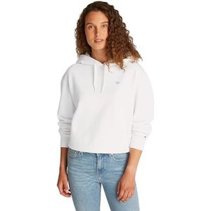 Tommy Hilfiger Dames REG Contrast Flag Hoodie WW0WW45979, Wit (Ecru), S