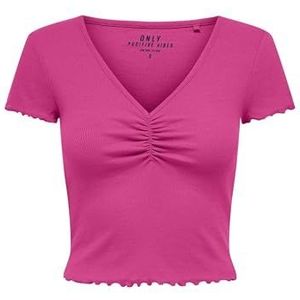 ONLY Dames Onlbetty S/S V-hals Top Cc JRS T-shirt, raspberry rose, L