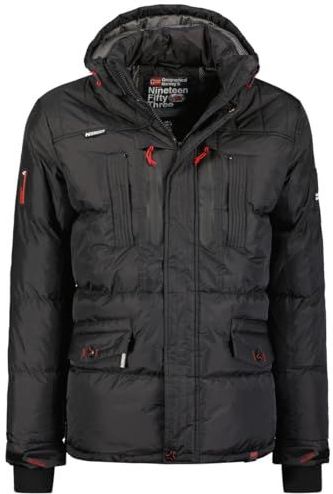 Geographical Norway Basilboli Windjack voor heren, outdoor, waterafstotende jas, lange mouwen, heren, regenjas, wandelen, seizoen, lente, zomer, herfst, winter (zwart, M), Zwart, M