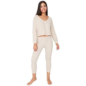 TRENDYOL Pajama Set - Zwart - Plain, Nude, XS