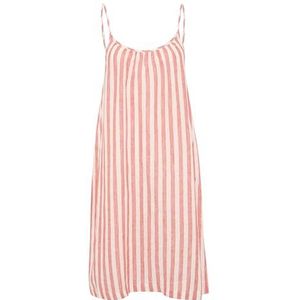 AlexianaPW Dames Relaxed Fit op Knielengte Jurk, Mandarijn rode streep, 42