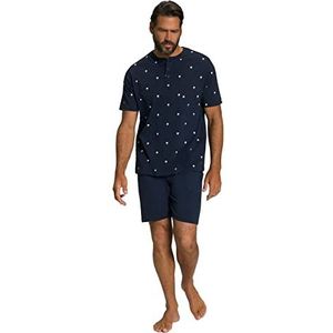 JP 1880 Herenpyjama, minimale print, shirt, shorts pyjamaset, nachtblauw, 5XL