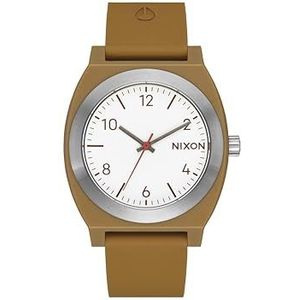 Nixon Unisex analoog Japans kwartsuurwerk horloge met siliconen armband A1361-5205-00, zilver