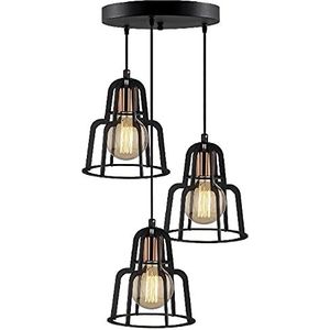 Homemania S852 Hanglamp midden, plafondlamp, metaal, zwart/koper, 55 x 55 x 117 cm, 3 x Max, 100 W, E27