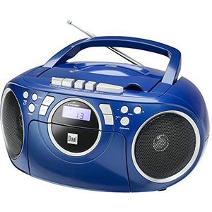 Dual P 70 Draagbare Boombox, CD, FM-Radio, Cassetteplayer, Aux-Ingang, Net/Batterijvoeding, Blauw