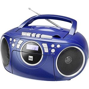 Dual P 70 Draagbare Boombox, CD, FM-Radio, Cassetteplayer, Aux-Ingang, Net/Batterijvoeding, Blauw