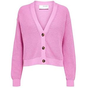 SELECTED FEMME Gebreid damesvest, geribbeld, cyclamen, L