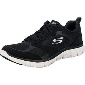 Skechers Flex Appeal 4.0 Active Flow Sneaker voor dames, Zwart lederen mesh witte rand, 40 EU