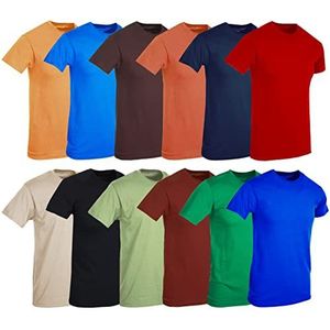 BILLIONHATS Katoenen T-shirt voor heren, 6 stuks, grote lange korte mouwen, lichtgewicht T-shirts voor heren, verpakkingen bulk-T-shirts, GEASSORTEERD, S