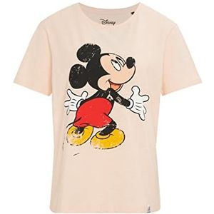 Recovered Disney Mickey Mouse Knuffel Lichtroze getailleerd T-shirt voor dames, Veelkleurig, M