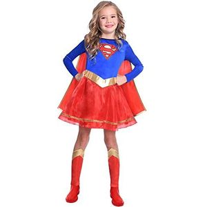 Amscan 9906075 - Officiële Warner Bros. DC Comics Supergirl klassieke verkleedkostuum voor kinderen, leeftijd: 6-8 jaar