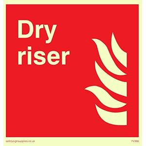 Viking Signs FV366-S85-PV ""Dry Riser"" Sign, Photoluminescent Vinyl Sticker, 85 mm H x 85 mm W