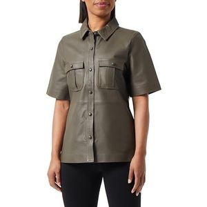 TILDEN Leren dameshemd, taupe, S