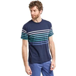 Armor Lux Lichtgewicht katoenen gestreepte T-shirt met korte mouwen voor heren, Marine Deep/Multicol E25, M