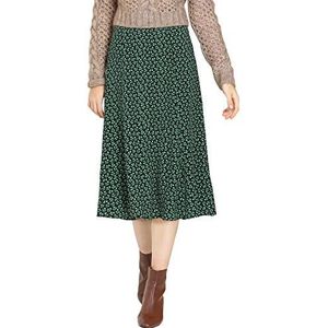 Allegra K Women's Floral Midi Skirt Peasant Elastic Waist A-Line Ditsy Leave Print Skirts X-Large Green