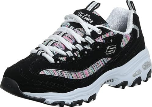 Skechers Women's D'Lites - Interlude Sneakers, Black/Multi/White/Silver, 8 M US