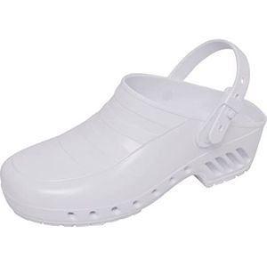 Gima - Professionele klompen met beweegbare en verstelbare riem, anatomisch, Unisex, antislip, antistatisch, bovenwerk zonder poriën, laterale gaten, witte kleur, EU-maat 35, 1 paar