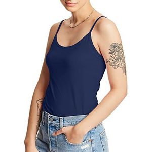 Hanes Dames stretch katoenen cami met ingebouwde plank beha shirt, marineblauw, XL