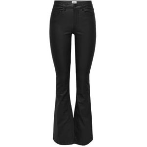 ONLY Dames Onlblush Mid Flared Coated PNT Noos broek, zwart, XXL x 32L