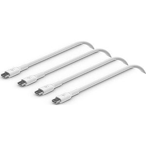Belkin BoostCharge USB-C/USB-C-kabel, USB-C-snellaadkabel voor iPhone 15, Plus, Pro, Pro Max, Samsung Galaxy S24, Pixel, iPad Pro, Nintendo Switch en meer, USB Type-C-snellaadkabel, 1 m, 2-pack, wit