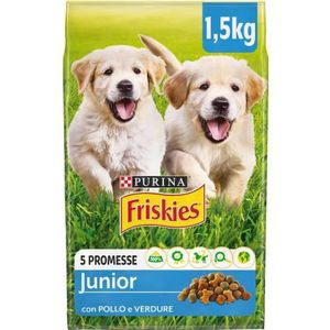 Purina Friskies Junior, droogvoer voor honden met kip, groenten en melk, 6 verpakkingen à 1,5 kg