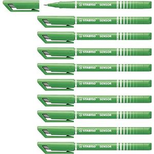 Fineliner met meeverende schrijfpunt - STABILO SENSOR F - fijn - 10 stuks - groen