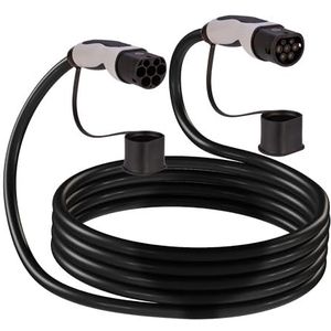Poly Pool PP2850 PP2851 Oplader voor elektrische auto, aansluiting eenfasige kabel 2 naar type 2-7,4 kilowatt-32 ampère, lengte 7,5, zwart, 5 meter