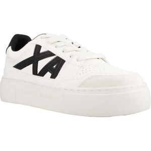 Armani Exchange Chunky Sole Sneakers voor dames, kleur contrast, gebroken wit + zwart, 39,5 EU, gebroken wit zwart, 40 EU