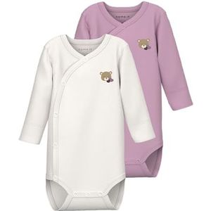 Name it baby Dames Nbfnedria 2P Ls Wrap Body, White Alyssum, Numeric_80 (verpakking van 2), wit alyssum, numeric_80