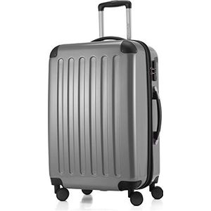 HAUPTSTADTKOFFER - Alex - koffer met harde schaal, trolley, reiskoffer, 4 dubbele wielen, uitbreiding, zilver, 65 cm Koffer, koffer