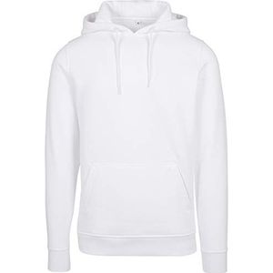 Build Your Brand Heren hoodie Heavy Hoody voor mannen, effen met kangoeroezak en trekkoord, maat XS tot 5XL, verkrijgbaar in vele kleuren, wit, 4XL