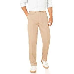 Amazon Essentials Heren klassieke pasvorm uitbreidbare taille flat-front jurk broek, kaki bruin, 30W x 34L