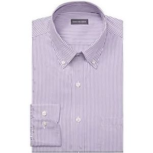 Van Heusen Mannen Pinpoint Regular Fit Stripe Button Down kraag jurk Shirt - paars - XXL
