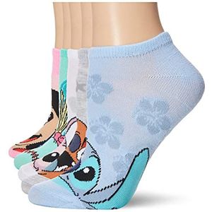 Disney Lilo & Stitch 5 Pack No Show Sokken voor dames, Verschillende Pastel, 9-11