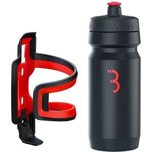 BBB Cycling BB-40C, flessenhouder voor fiets, combo, Fueltank, waterfles, zwart-rood, 550 ml