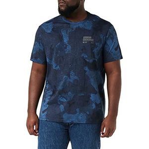 Armani Exchange Camouflage, T-shirt met korte mouwen voor heren, blauw camou AO, extra klein