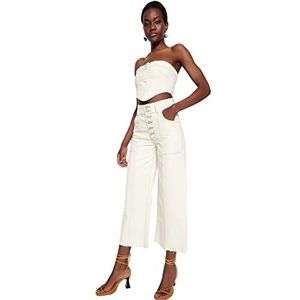 Trendyol Vrouwen Vrouwen Hoge Taille Culotte Jeans, Ecru, 68